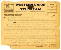 Telegram from Julia Morgan to William Randolph Hearst, March 9, 1920