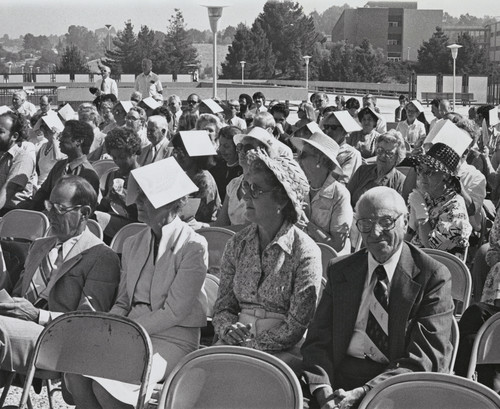 Photograph of the crowd from the E. Guy Warren Hall Commemorative Dedication Ceremony