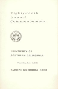 Commencement program, USC (89th: 1972: Alumni Memorial Park)