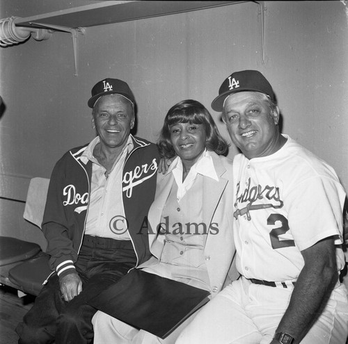 Ethel Bradley with Frank Sinatra and Tommy Lasorda, Los Angeles, 1977