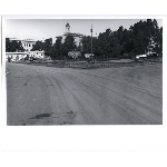 Lakeside Drive under construction in Adams Point in the Adams Point district of Oakland, California. Convent and College of Holy Names (later Holy Names University) in view
