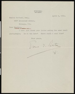 Ernest Thompson Seton, letter, 1910-04-09, to Hamlin Garland