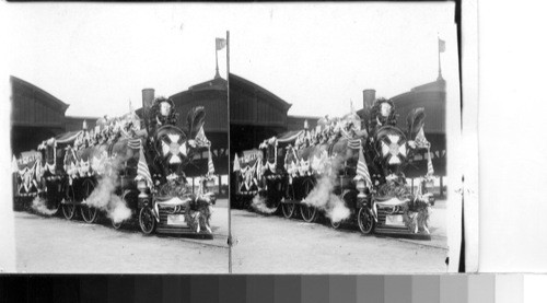 The engine which carried the Nations Pilot -Pres. McKinley's train leaving Oakland, California