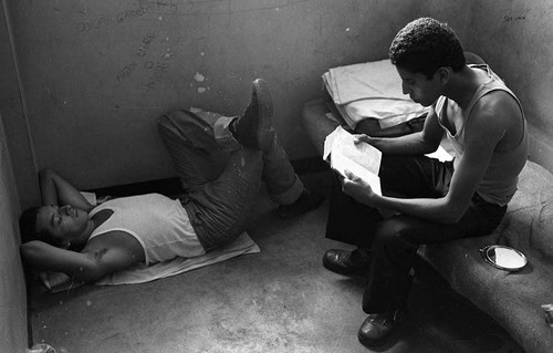 Men in prison cell, Nicaragua, 1980