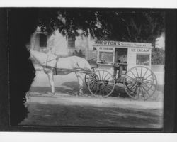 Norton's sanitary wagon--ice cold soda, ice cream, Petaluma, California, 1915