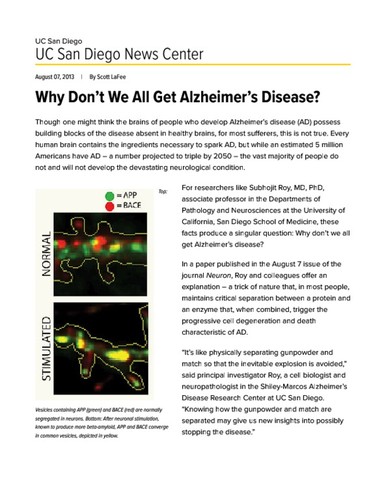 Why Don’t We All Get Alzheimer’s Disease?