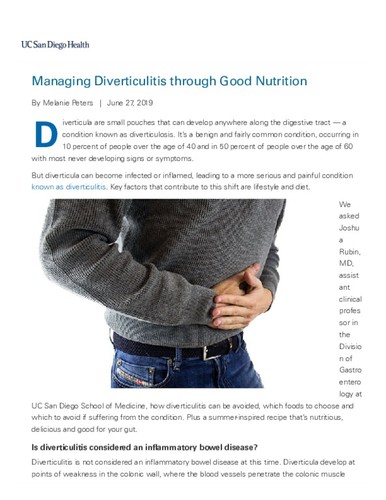Managing Diverticulitis through Good Nutrition