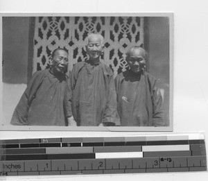 Three elderly ladies are baptized at Yangjiang, China, 1923