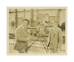 Silvano Balboni and John W. Boyle with a dual camera device for panoramic shots, 1926