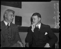 William W. Lewis, Sr. and William W. Lewis, Jr. at the Martin Johnson plane crash trial, Los Angeles, 1938