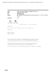 [Email from Nigel Espin to Tapley Sharon regarding request for cigarette analysis and customer information]