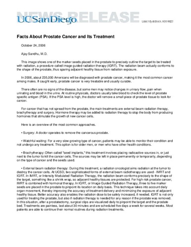 Facts About Prostate Cancer and Its Treatment