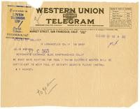 Telegram from William Randolph Hearst to Julia Morgan, May 19, 1926