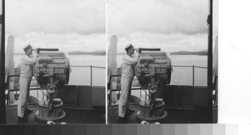 A searchlight aboard the U.S.S. Arkansas, July 1930. Firth of forth. Scotland