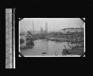 Boats at dock, Shantou, Guangdong, China, 1921