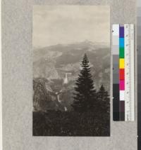 Nevada and Vernal Falls from a point on Eleven Mile trail below Glacier Point, Yosemite National Park. Emanuel Fritz. June, 1925