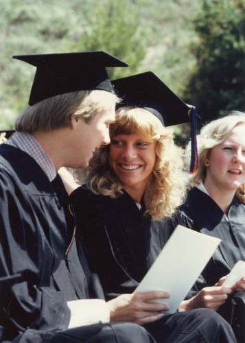 Students at graduation ceremony, mid 1980s