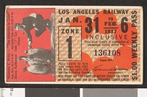 Los Angeles Railway weekly pass, 1937-01-31