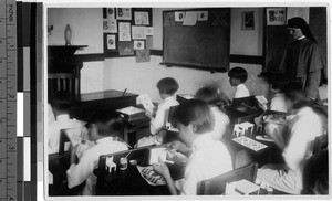 Classroom scene at Holy Spirit School, Hong Kong, China, ca. 1930