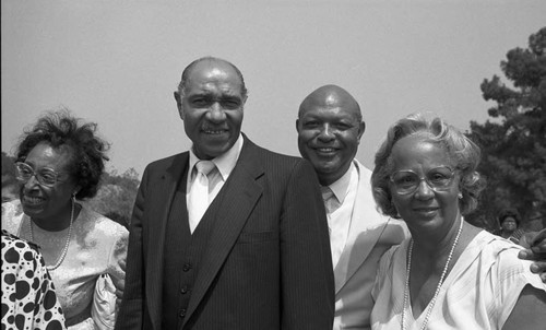 Le Roy A. Beavers, Jr., posing with others at the cemetery, Los Angeles, 1989
