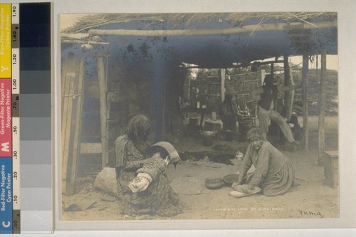 Domestic scene; photographed by A. Putnam, 1900; 1 print, 1 negative