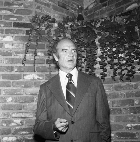 George McGovern speaking at an event during his campaign, Los Angeles, 1971