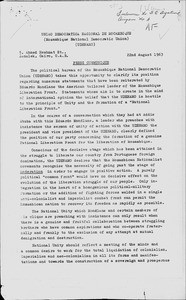 UDENAMO - Press communique, 1963 Aug. 22