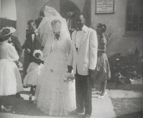 Wedding of Juanita and Maurice Prince, Seventh Day Adventist Church, Santa Maria : July 3, 1967