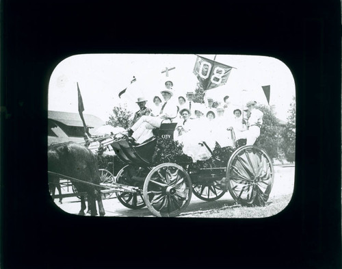 Students in carriage, Pomona College