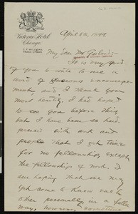George D. Herron, letter, 1899-04-08, to Hamlin Garland