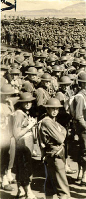 [Soldiers assembled on Crissy Field at the Presidio]
