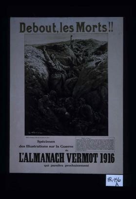 Debout les morts!! Specimen des illustrations sur la guerre de l'Almanach Vermot 1916, qui paraitra prochainement