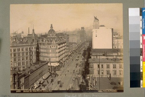 Market St. [San Francisco]. From 5th St. Looking East. 8707. [Photograph by Isaiah West Taber.]