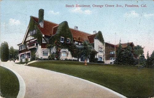 Postcard: "Busch Residence, Orange Grove Ave., Pasadena, Cal."