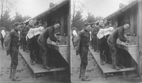 American. Camp Scene. Men of the New York Regiment Enjoying Their Morning Wash. Plattsburg. N.Y