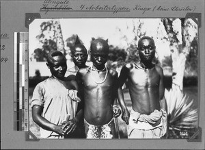 Four African men, Utengule, Tanzania, ca. 1898-1914