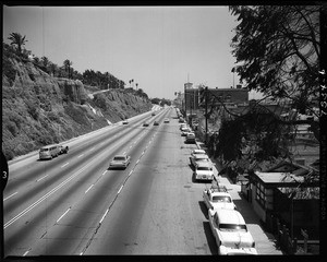 U.S. 101 looking south from Palisades at foot of Santa Monica Blvd, Santa Monica, 1961