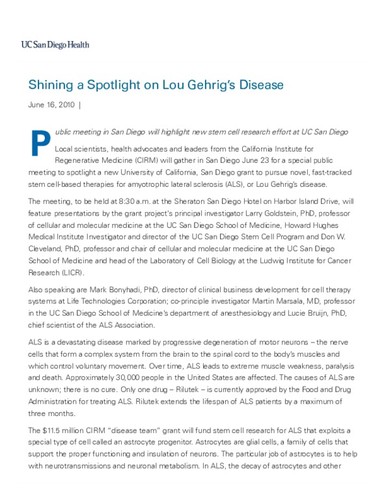 Shining a Spotlight on Lou Gehrig’s Disease