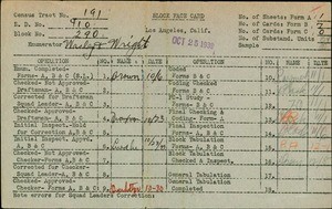 WPA block face card for household census (block 290) in Los Angeles County