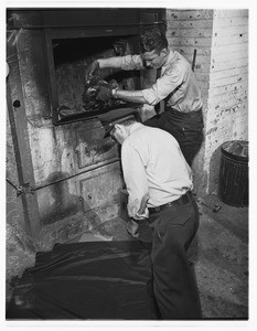 Baby found in incinerator (rear of market at 4710 South Broadway), 1951