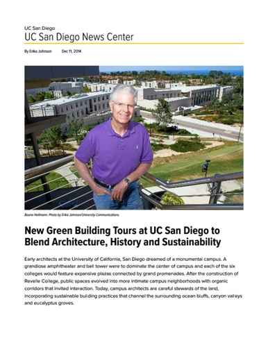 New Green Building Tours at UC San Diego to Blend Architecture, History and Sustainability