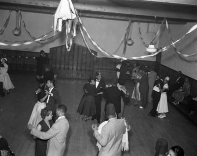 Couples dancing in banquet hall