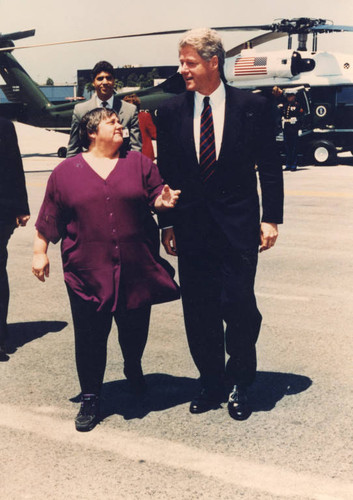 President Bill Clinton and Santa Monica Mayor Judy Abdo at Santa Monica Airport, May 20, 1994