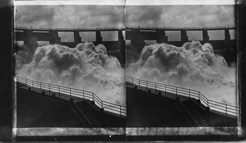Water pouring over the Gatun spillway, the Niagara of the Panama Canal
