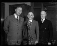 Judges Myron Westover, Ben B. Lindsey, and Thomas L. Ambrose pose together, Los Angeles, 1934