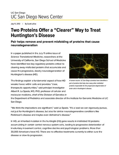 Two Proteins Offer a “Clearer” Way to Treat Huntington’s Disease