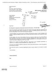 [Letter from Victoria Sandiford to Peter Redshaw regarding the request for cigarette anlysis and customer informatio]