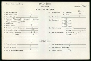 WPA Low income housing area survey data card 132, serial 12455