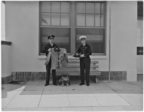 Two firemen in uniform at Station No. 10