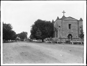 Mission San Gabriel and Mission Road from the east, ca.1890-1895